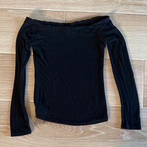 Z Supply Black Off-Shoulder Long Sleeve Top